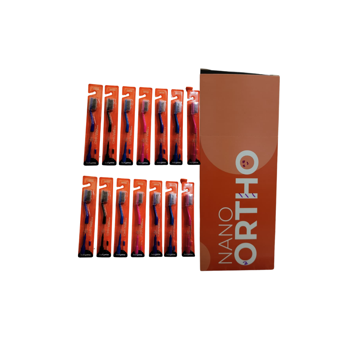 cepillo de dientes borgatta ortodoncia nano ortho medio pack x 12 unidades - insumo dental profesional - Deposito Dental Juarez