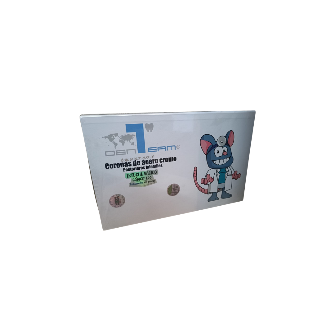 Corona De Acero Cromo Infantil Posteriores Denteam kit