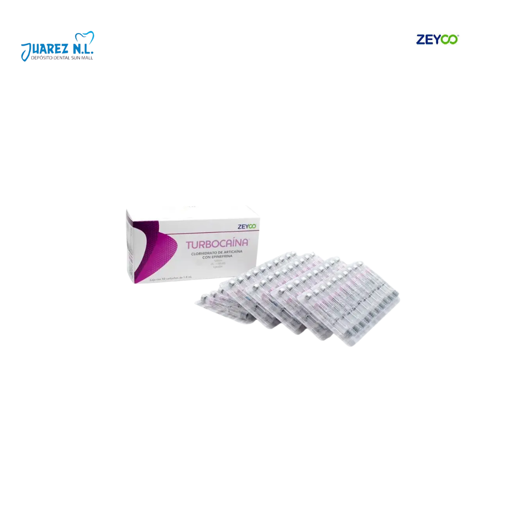 Anestesia Turbocaina Articaina 4% Con Epinefrina Cartucho Plastico 50 pzs - Deposito Dental Juarez