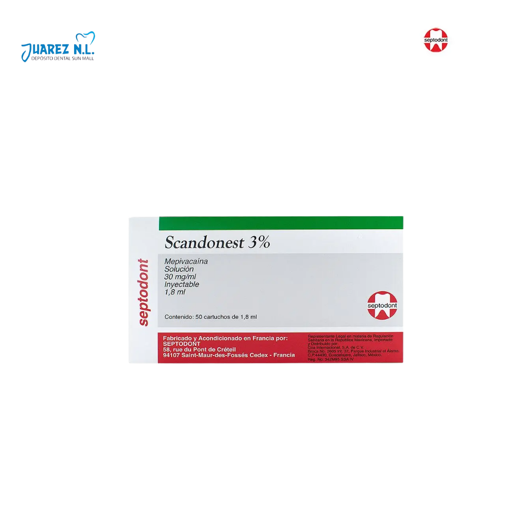 Anestesia Scandonest 3% Con 50 Cartuchos Vidrio - Deposito Dental Juarez