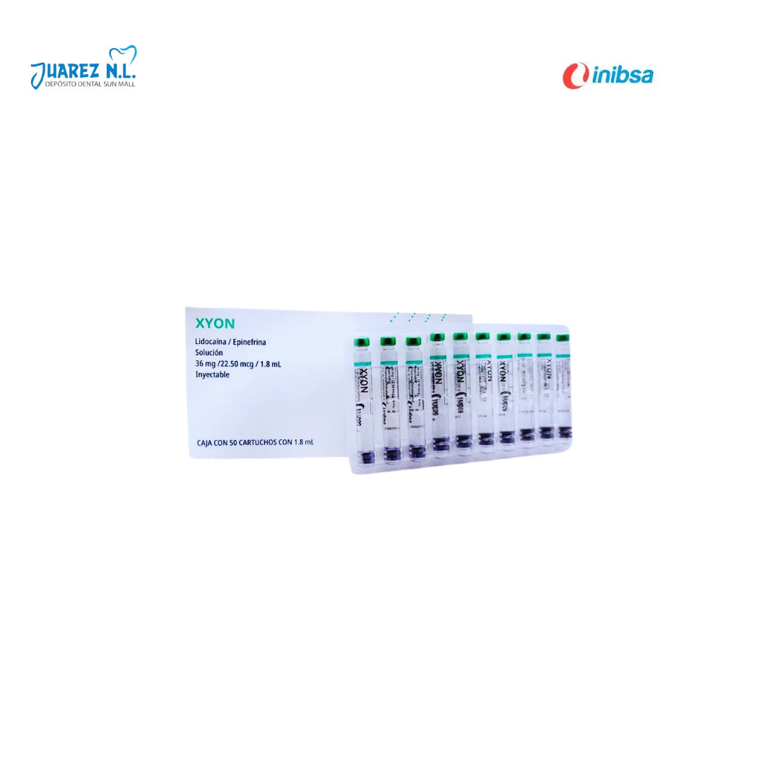 Anestesia Xyon Lidocaina Con Epinefrina 2% Vidrio 1.8 ML Inibisa Con 50 Cartuchos - Deposito Dental Juarez