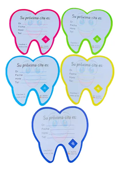 Recordatorio Próxima Cita Forma Muela Block 50pzs Bakel - insumo dental profesional - Deposito Dental Juarez