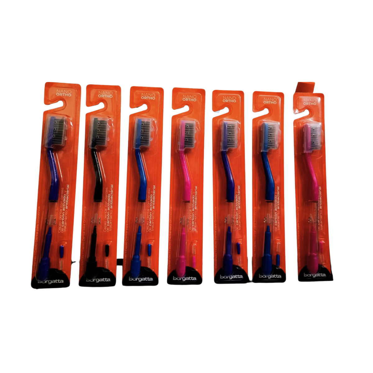 cepillo de dientes borgatta ortodoncia nano ortho medio pack x 12 unidades - insumo dental profesional - Deposito Dental Juarez