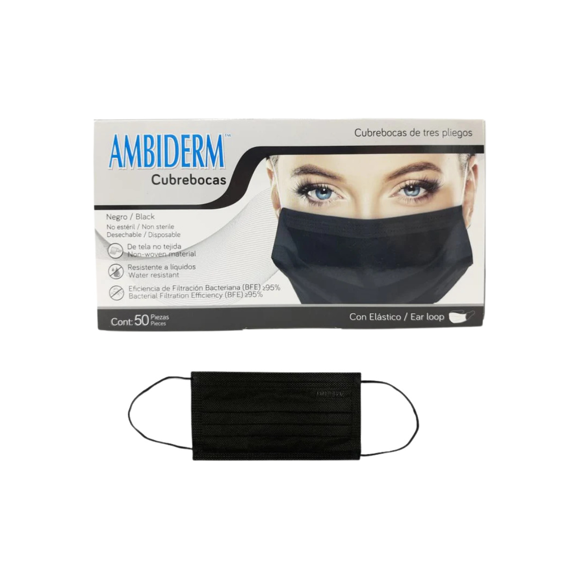 Cubrebocas Ambiderm Negro Borgatta