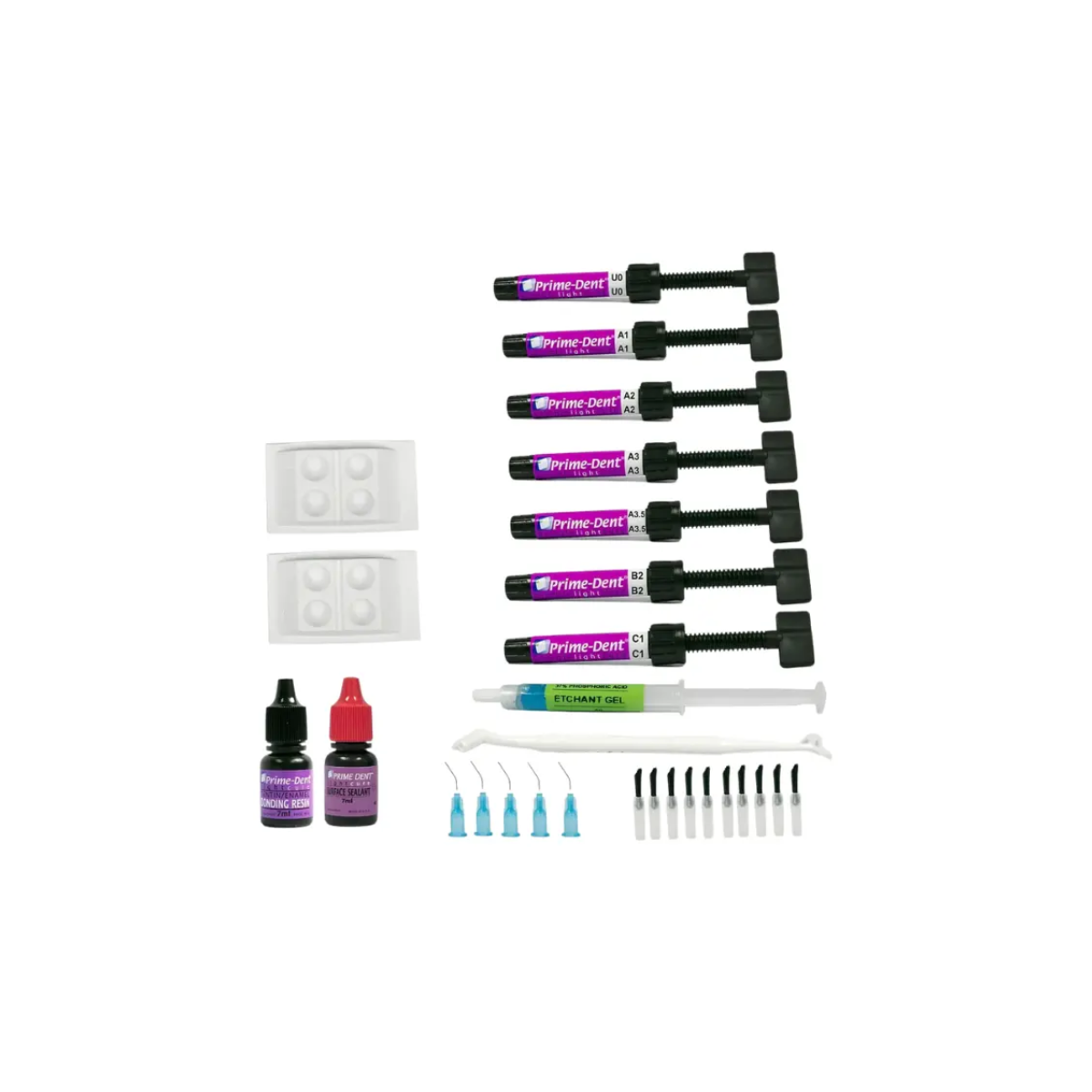 Kit De 7 Resinas Dental Microhibridas Prime Dent De 4.5 G