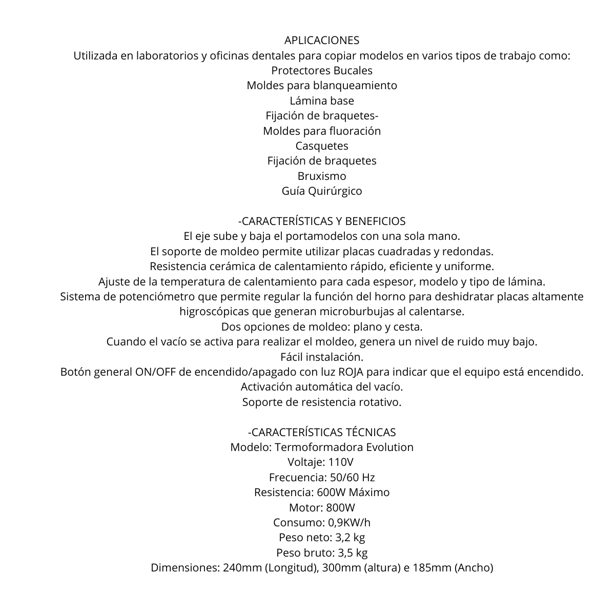 Vacum para Acetatos Dental Essence – Cuadrado y Redondo | Garantía 1 Año