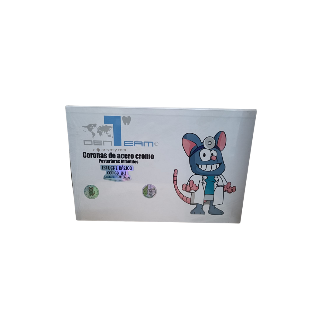 Corona De Acero Cromo Infantil Posteriores Denteam kit