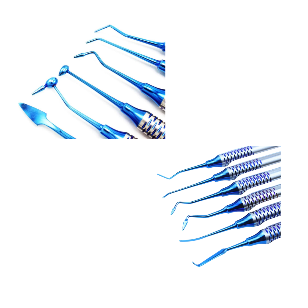 Espátula De Restauración Estética, Kit con 6 Pzs Con Chapado De Titanio Azul