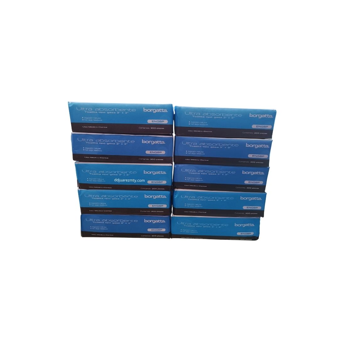 Gasas Borgatta De 4 Capas 2X2 200 Pzas