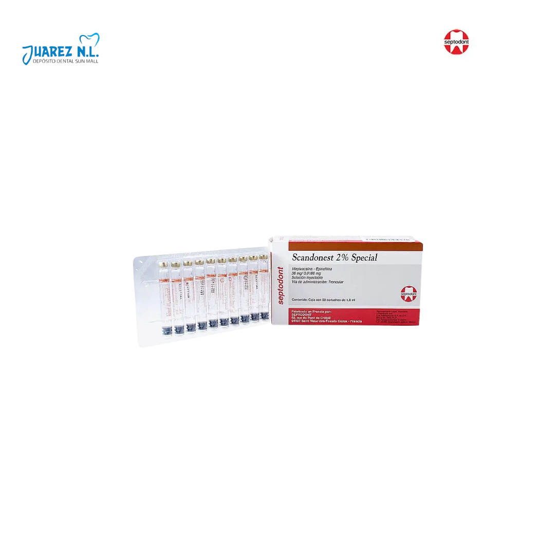 Anestesia Scandonest 2% Con 50 Cartuchos Vidrio - Deposito Dental Juarez