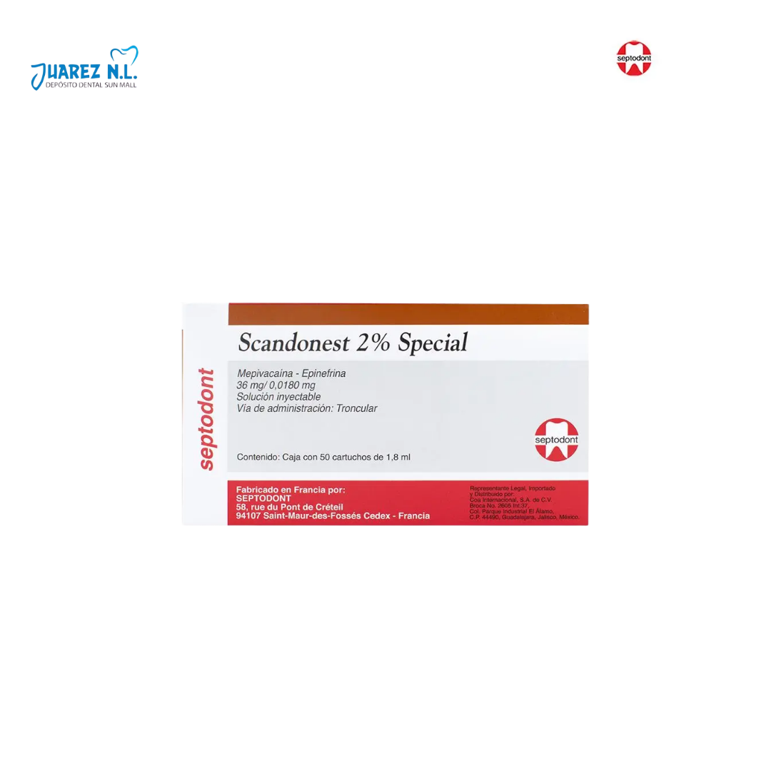 Anestesia Scandonest 2% Con 50 Cartuchos Vidrio - Deposito Dental Juarez