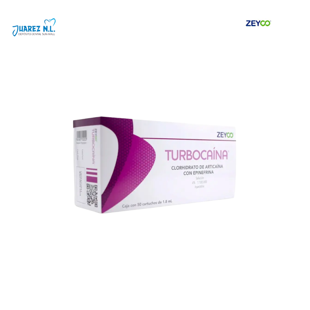 Anestesia Turbocaina Articaina 4% Con Epinefrina Cartucho Plastico 50 pzs - Deposito Dental Juarez