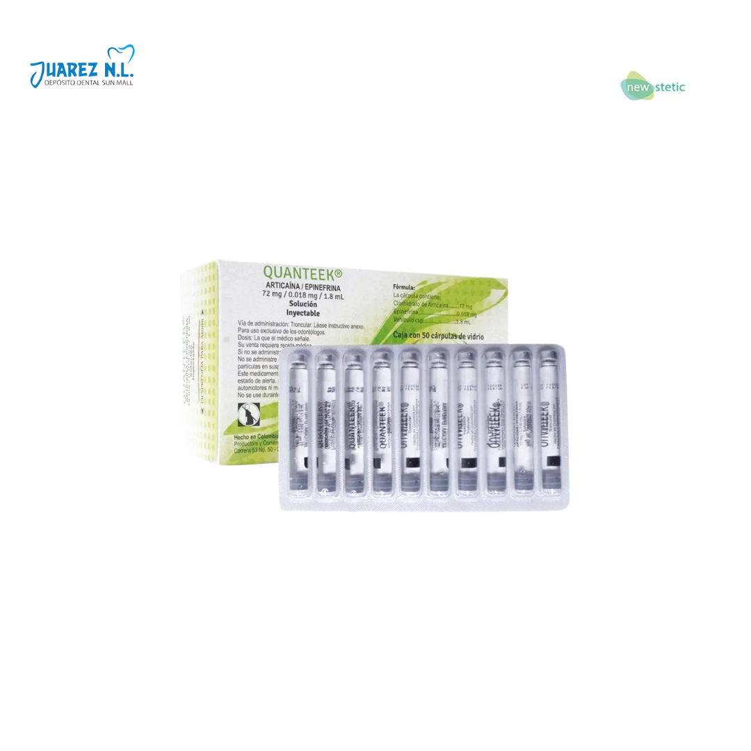 Anestesia Articaina Con Epinefrina Quanteek 4% Vidrio 50pzs - Deposito Dental Juarez