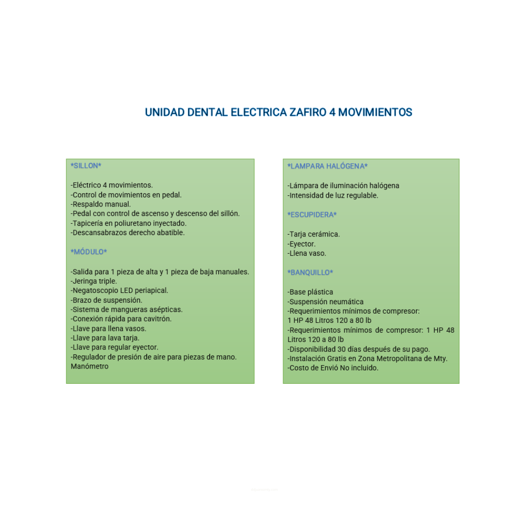 Unidad Dental Eléctrica Zafiro 4 Movimientos Eurodent - Deposito Dental Juarez