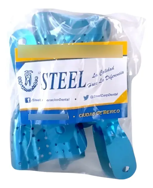 Cucharillas Dental Desdentado Aluminio Steel empaque lateral - insumo dental profesional - Deposito Dental Juarez