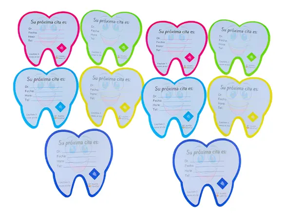 Recordatorio Próxima Cita Forma Muela Block surtido colores - insumo dental profesional - Deposito Dental Juarez